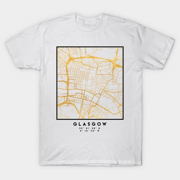 GLASGOW SCOTLAND CITY STREET MAP ART T-Shirt by deificusArt